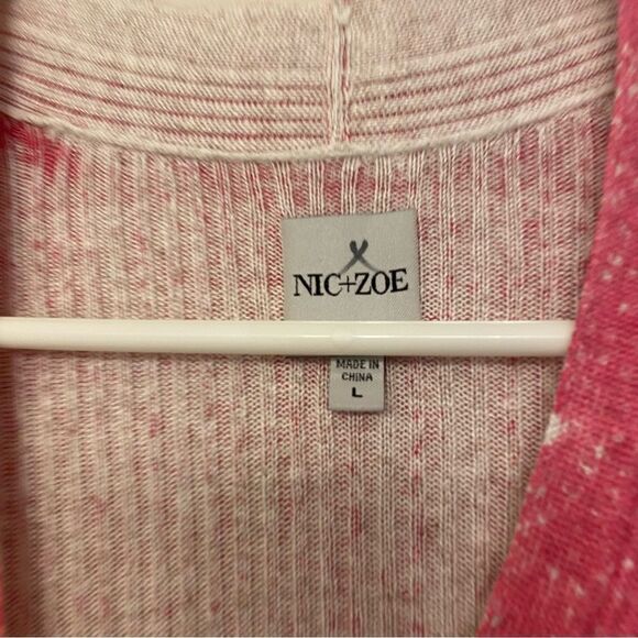 NIC+ZOE Painted Twirl Linen Blend long Cardigan button front boho art to wear L - Picture 7 of 9